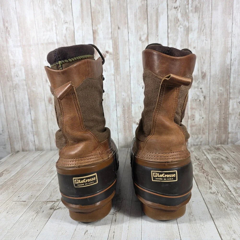 LaCrosse Iceman Mens 11 Brown Leather Rubber Insulated Winter Pac Boots USA Made